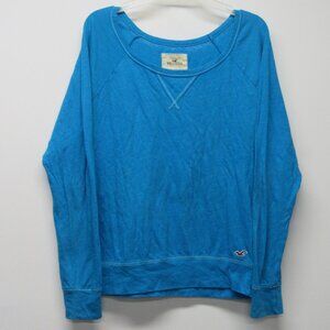 Hollister Blue Slub Knit Banded Hem Lightweight Long Sleeve T Shirt sz Small